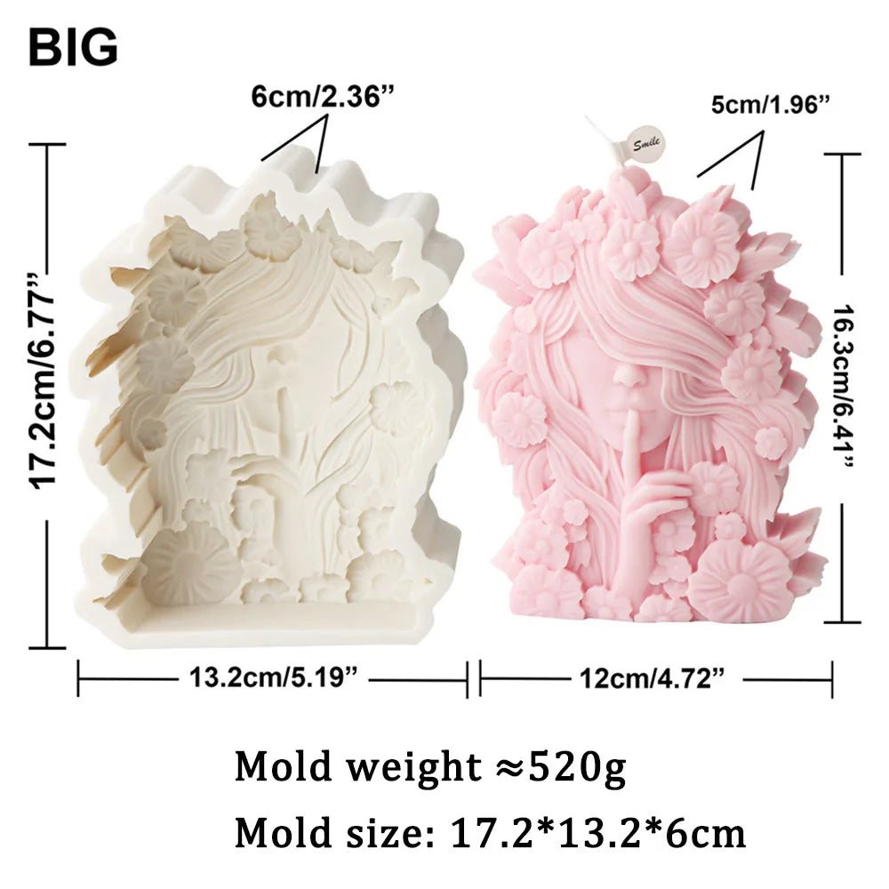 Flower Goddess Portrait Candle Silicone Mould