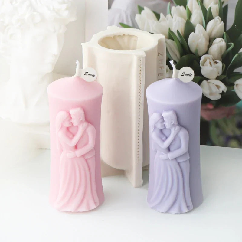 Embossed Married Couple Silicone Candle Mould