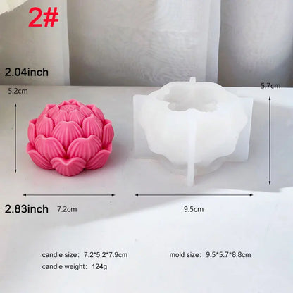 Lotus Flower with Buds Candle Silicone Mould