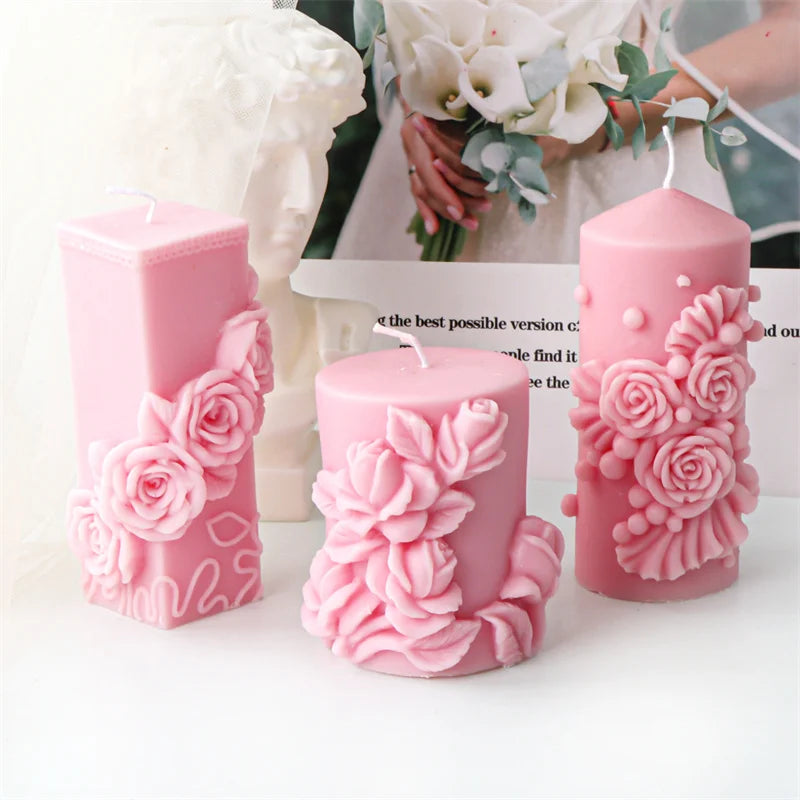 Rose Column Candle Silicone Mould
