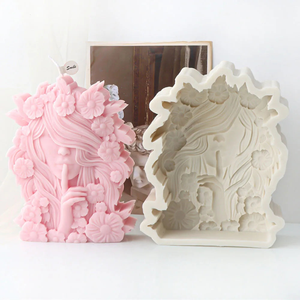 Flower Goddess Portrait Candle Silicone Mould