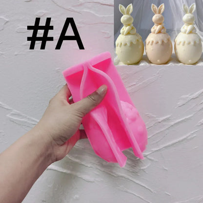 Three Designs Easter Egg Rabbit Silicone Candle Moulds