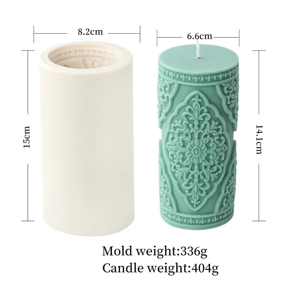Vintage Embossed Column Cylinder Candle Moulds