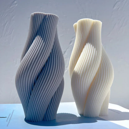 Ribbed Pillar Swirl Candle Moulds - Wave Twirl Spiral