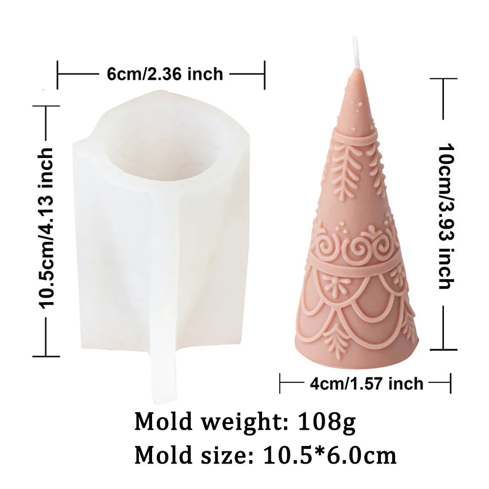 Star Flower Relief Pattern Cone-shaped Christmas Tree Candle Mould