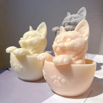 Cute Cup Cat Candle Mould Silicone