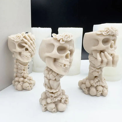 Halloween Skull Rose Candle Mould