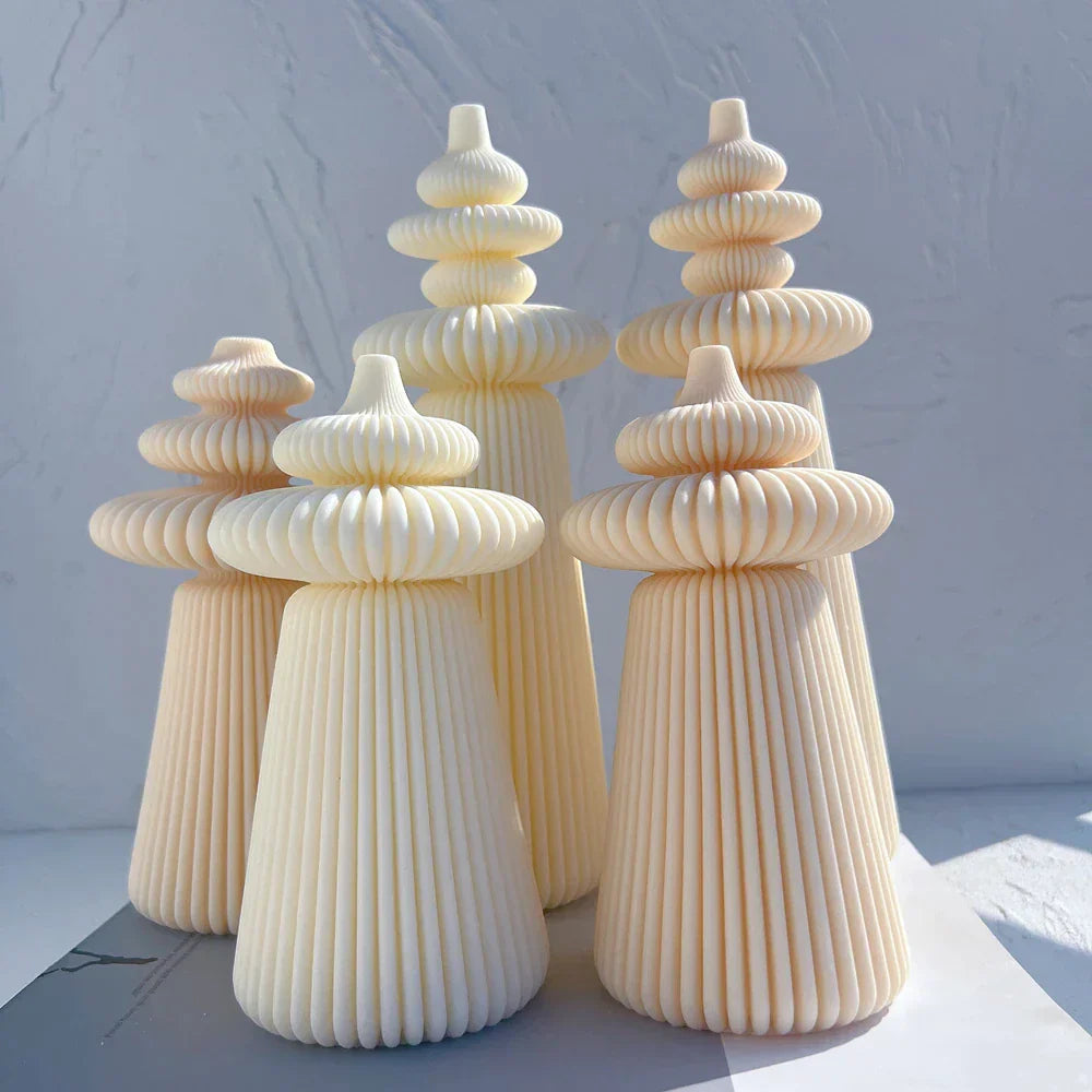 Cylindrical Striped Pillar Candle Mould