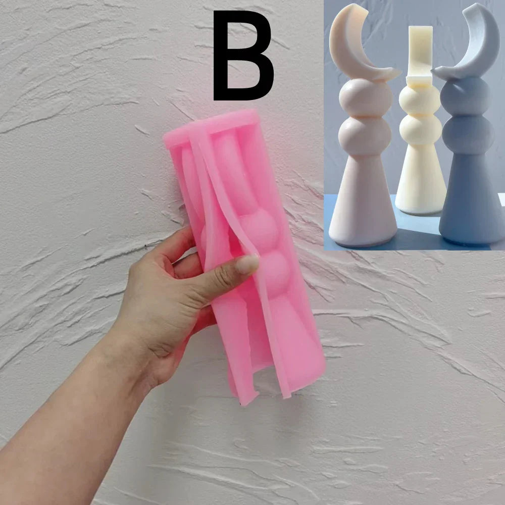 Crescent Moon Pillar Candle Mould