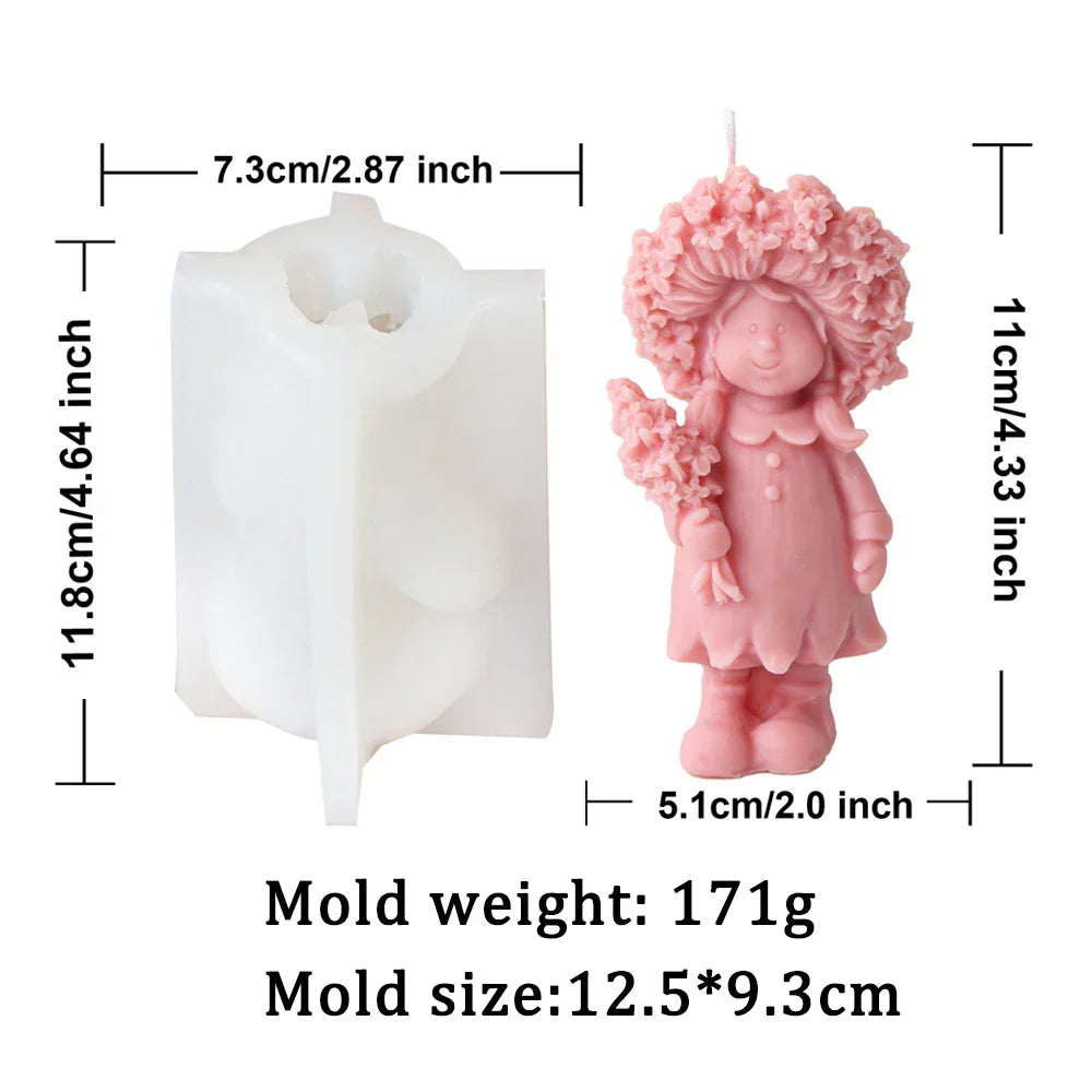 Lavender Hat Girl Candle Silicone Mould