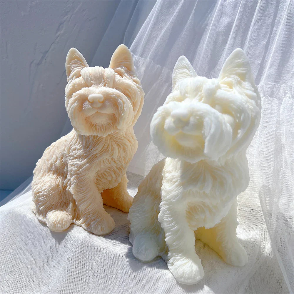 Yorkshire Terrier Dog Statue Candle Silicone Mould
