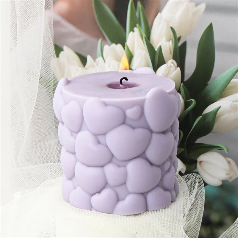 Romantic Heart Column Candle Mould