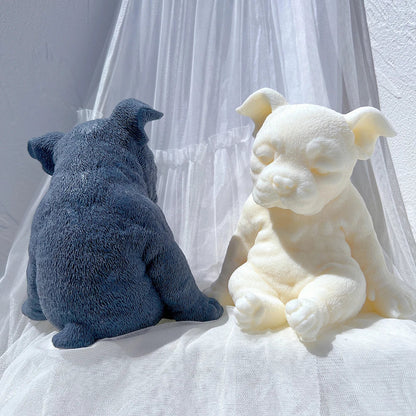 Sitting Sleeping Boston Terrier Puppy Candle Mould