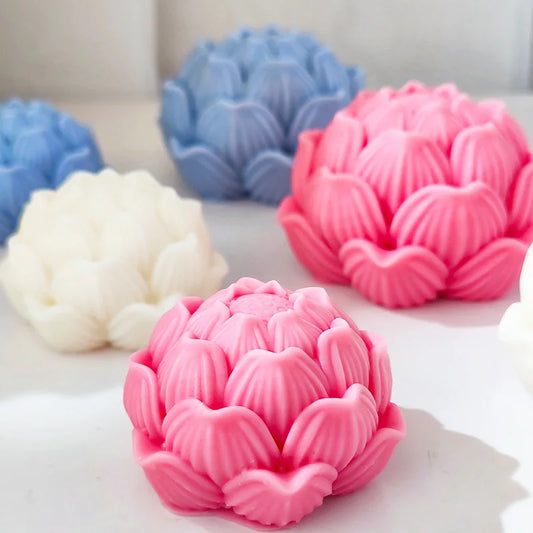 Lotus Flower with Buds Candle Silicone Mould