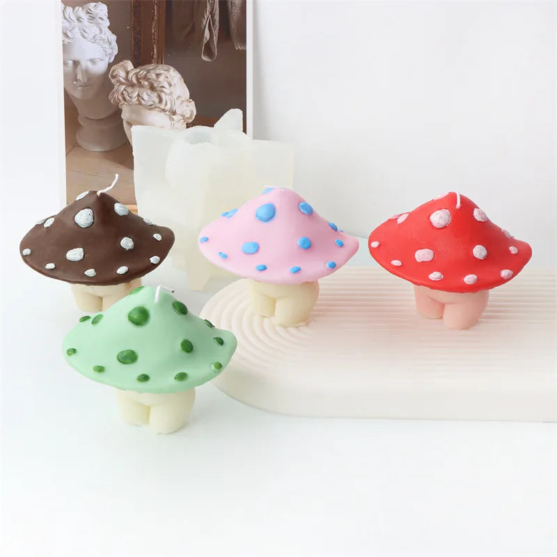 Mushroom Top and Halfbody Bottom Silicone Candle Mould