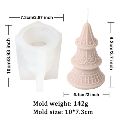 Star Flower Relief Pattern Cone-shaped Christmas Tree Candle Mould