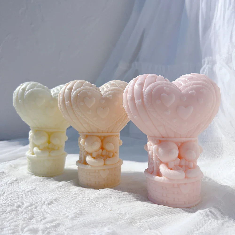 Teddy Bear in Heart Balloon Candle Mould