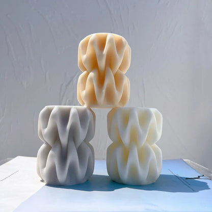 2 Sizes Wave Pillar Swirl Candle Mould