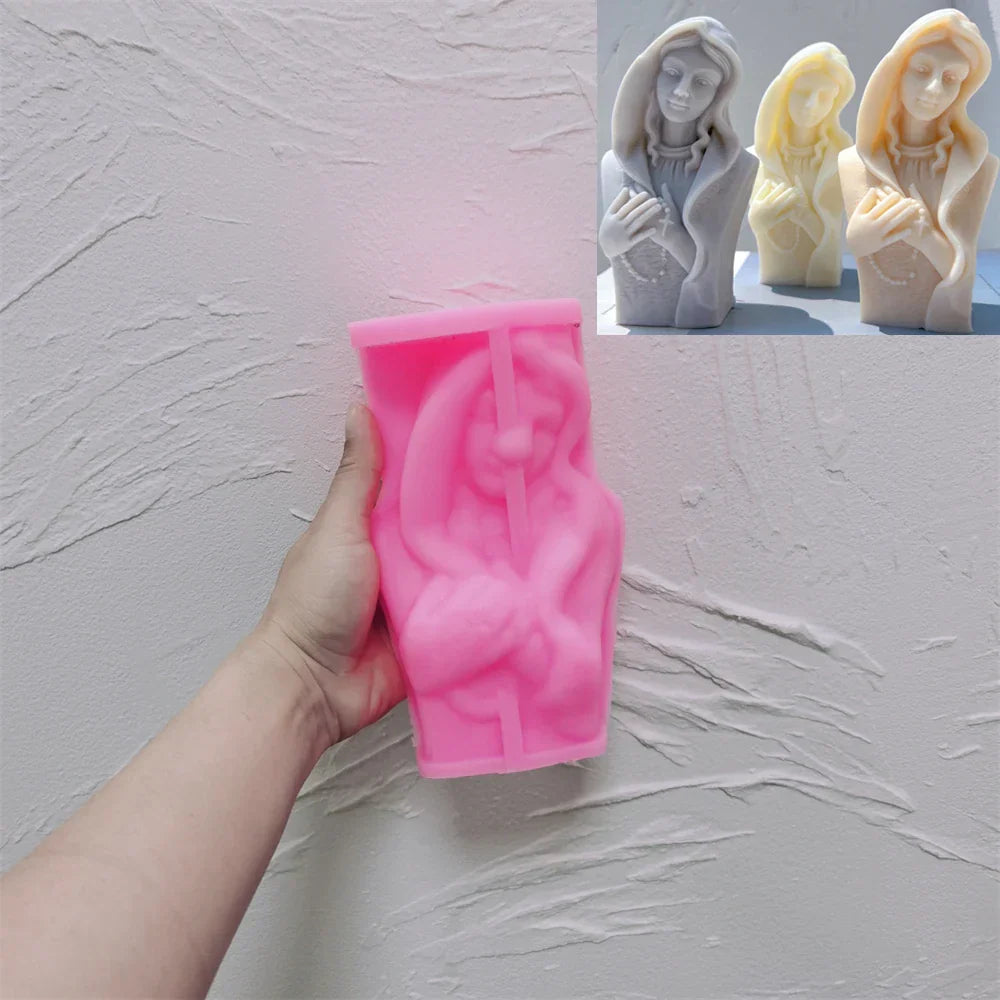 Praying Virgin Mary Sculpture Silicone Candle Mould