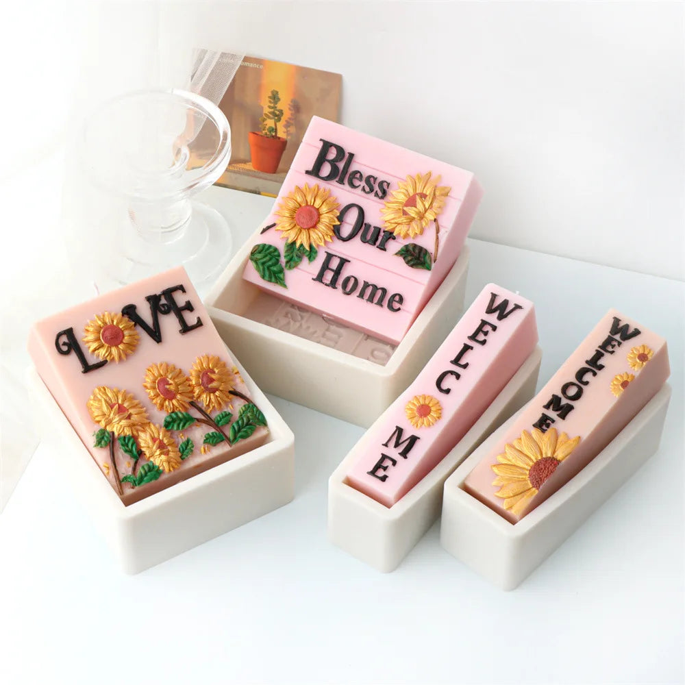 Sunflower Letters Slogan Candle Mould