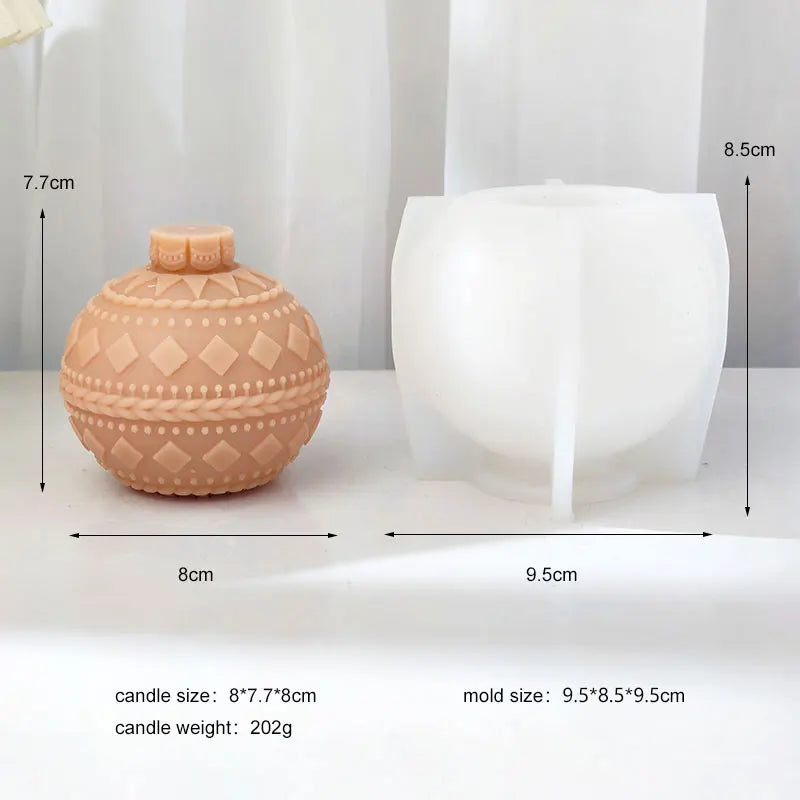 Rococo-style Linear Ball Baubles Candle Mould