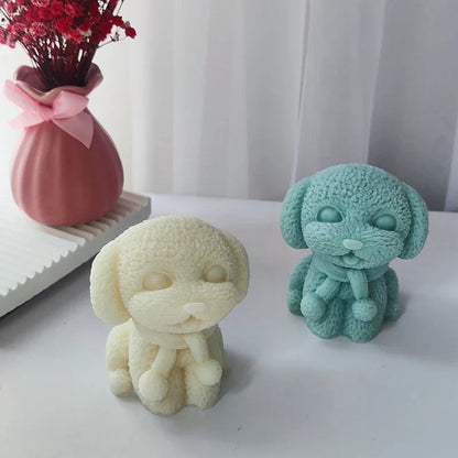 Adorable Scarf Wearing Dog Candle Mould