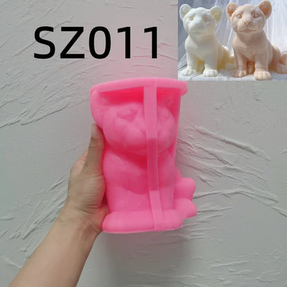 Sitting Lion Statue Candle Mould for Animal Lover Decor