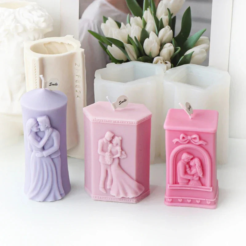Embossed Married Couple Silicone Candle Mould
