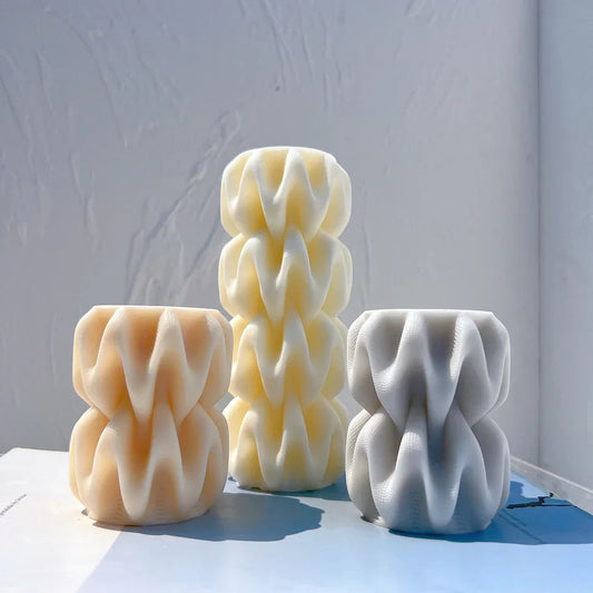 2 Sizes Wave Pillar Swirl Candle Mould
