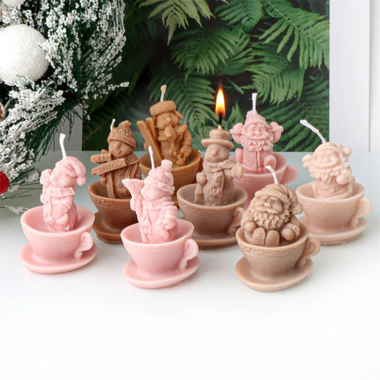 Christmas Mini Santa Cups Silicone Candle Mould - 8 Style