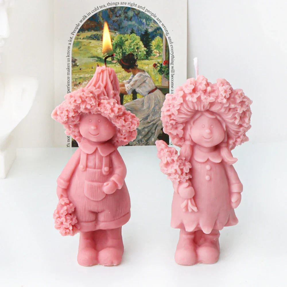 Lavender Hat Boy and Girl Candle Silicone Mould
