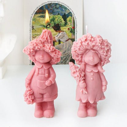 Lavender Hat Boy and Girl Candle Silicone Mould