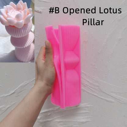 Lotus Flower Ribbed Pillar Candle Mould