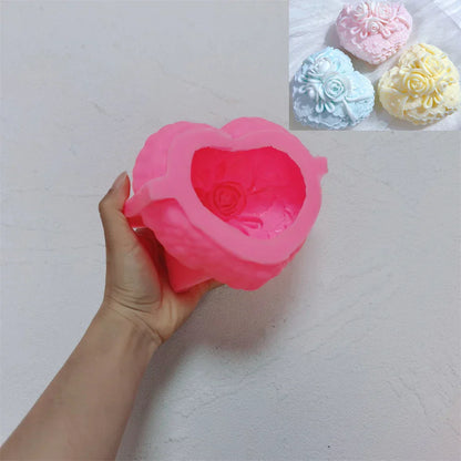 Rose Flower Lace Heart Candle Mould Valentine's Day Gift