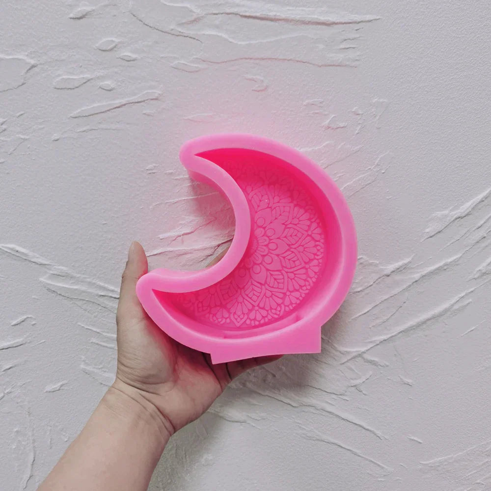 Mandala Crescent Moon and Star Candle Mould
