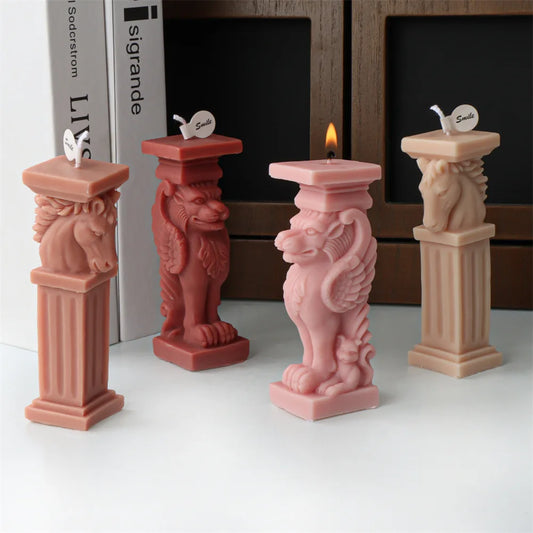 Horse Head Lion Roman Pillar Candle Mould