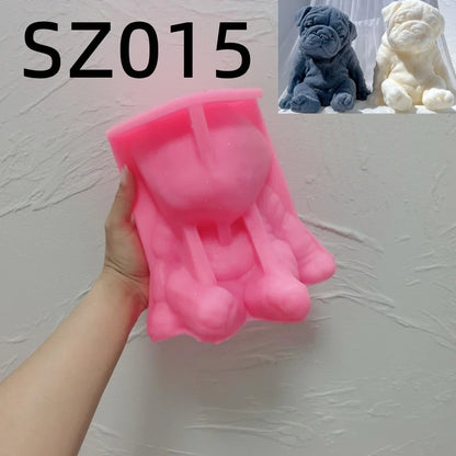 Sitting Sleeping Bulldog Puppy Candle Mould