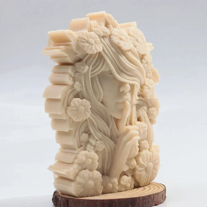 Floral Hair Silent Goddess Candle Silicone Mould