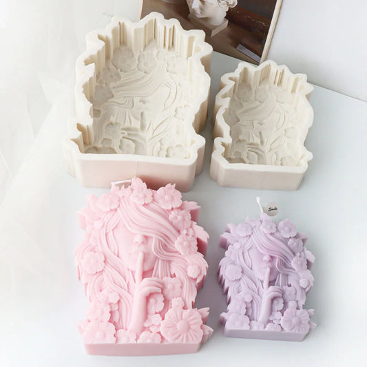 Flower Goddess Portrait Candle Silicone Mould