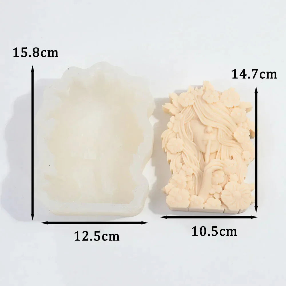Floral Hair Silent Goddess Candle Silicone Mould