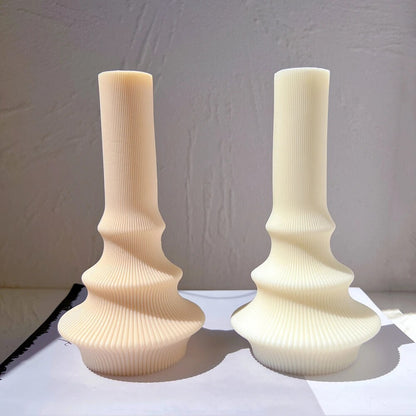 Abstract Cylindrical Striped Tall Pillar Candle Mould