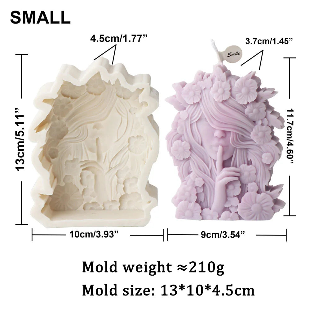 Flower Goddess Portrait Candle Silicone Mould