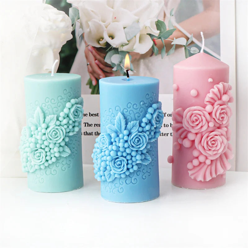 Rose Column Candle Silicone Mould