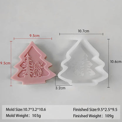 3D Christmas Tree Santa Elk Aromatherapy Silicone Candle Mould