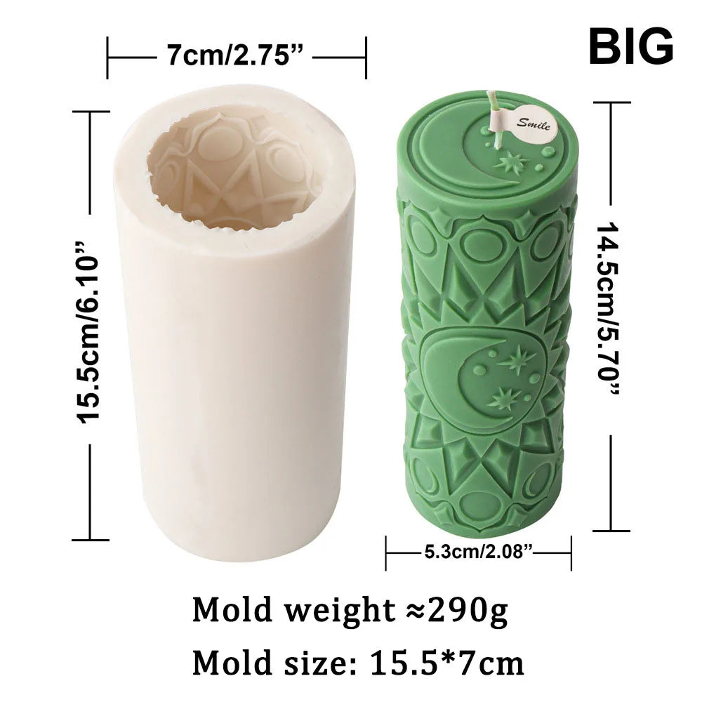 Cylinderical Relief Pattern Candle Mould Silicone