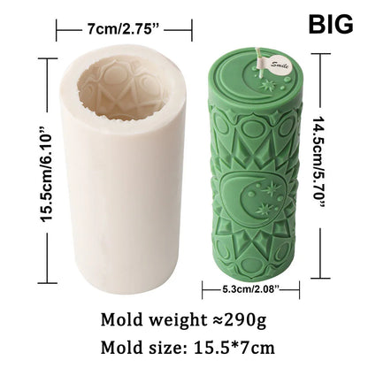 Cylinderical Relief Pattern Candle Mould Silicone