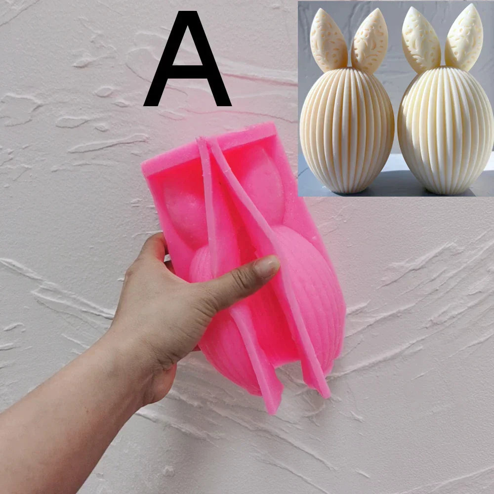 Ribbed Egg Rabbit Ear Candle Mould