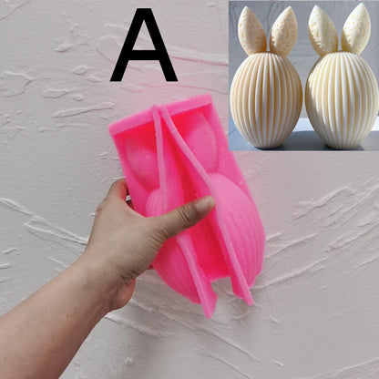 Ribbed Egg Rabbit Ear Candle Mould