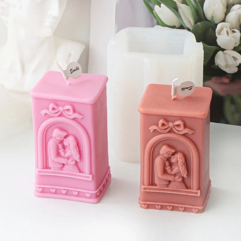 Embossed Married Couple Silicone Candle Mould