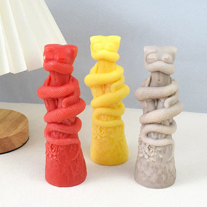 Snake Wrapped Women Body Pillar Silicone Candle Mould